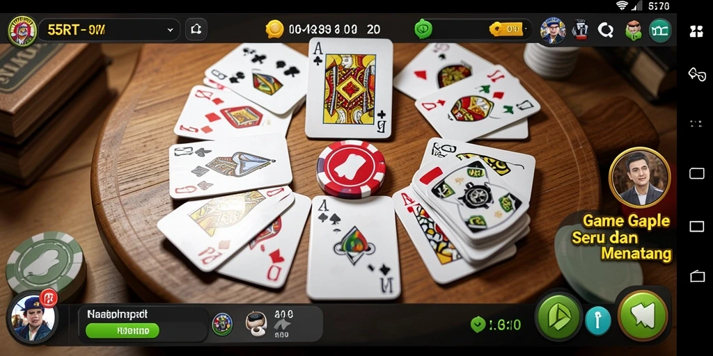 Tampilan utama gameplay Gaple di 55RT yang menarik.