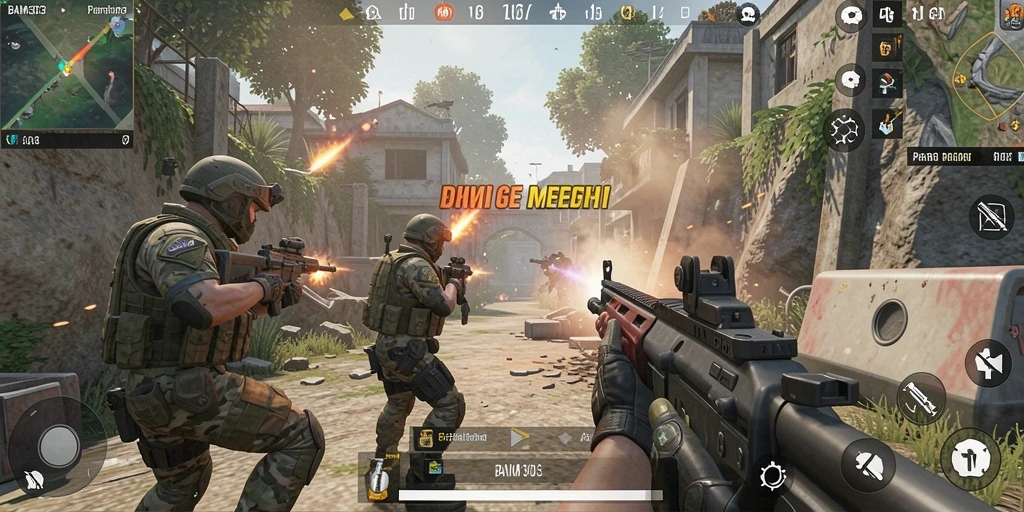 Screenshot gameplay <strong>BAIM303</strong> menunjukkan aksi tembak-menembak yang intens.