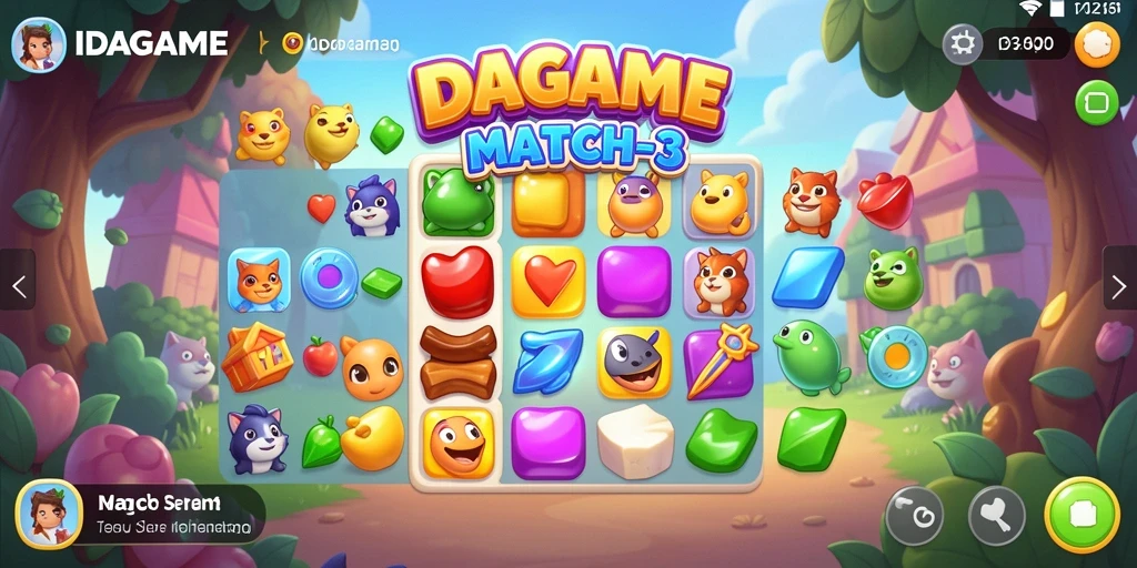 Tampilan gameplay IDAGAME yang menarik dengan kombinasi objek Match-3.
