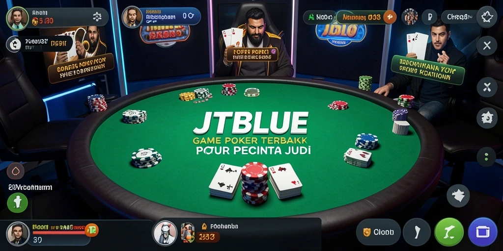 Tampilan gameplay JTBLUE yang mendebarkan saat bermain poker online.
