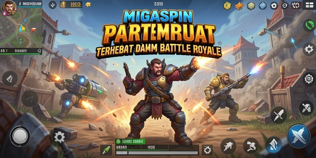 Screenshot MIGASPIN menunjukkan pertempuran intens di medan perang Battle Royale.